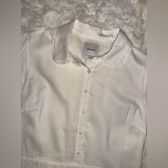 NWOT Reformation Ula in White Midi Sleeveless Collared Dress Size 10 - Picture 5 of 9